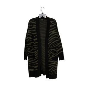 Jones New York Open Front Zebra Print Knit Cardigan Size Small Front Pockets